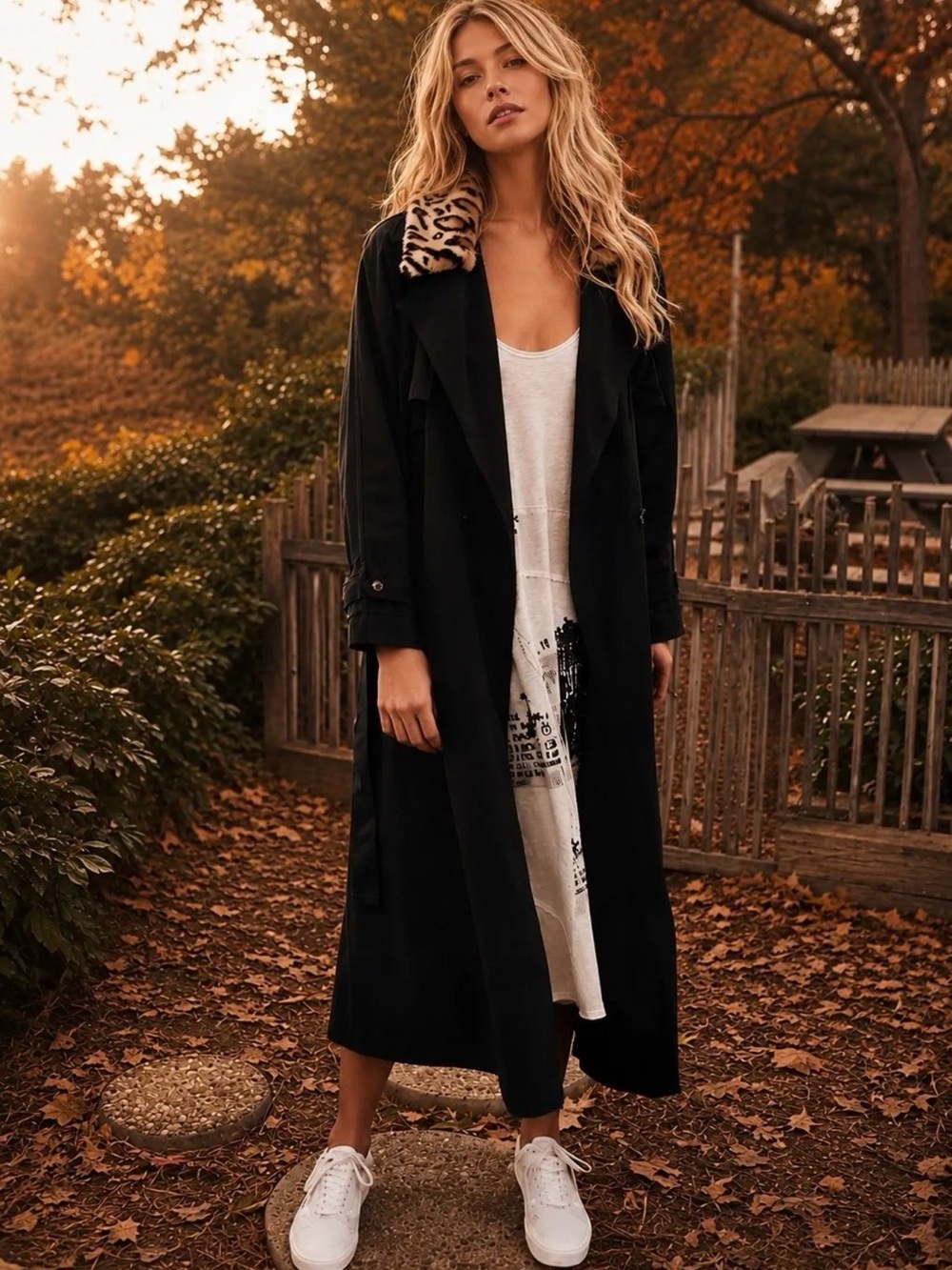 Free People "Need It" Trench Coat
- Black Leopard Collar | NWT | Size M